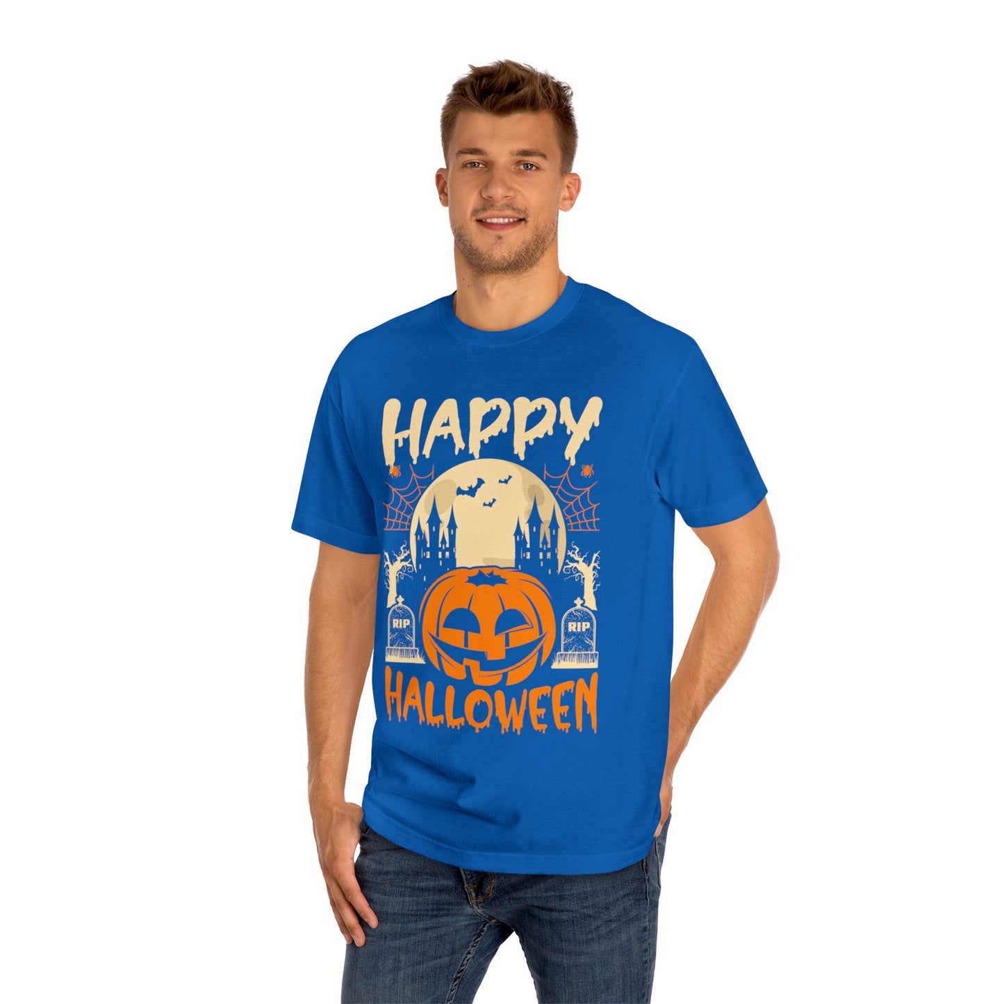 Happy Halloween T-Shirt / Spooky Pumpkin Graphic Tee / Haunted Castle Shirt / Halloween Costume Top / Fun Holiday Party Outfit