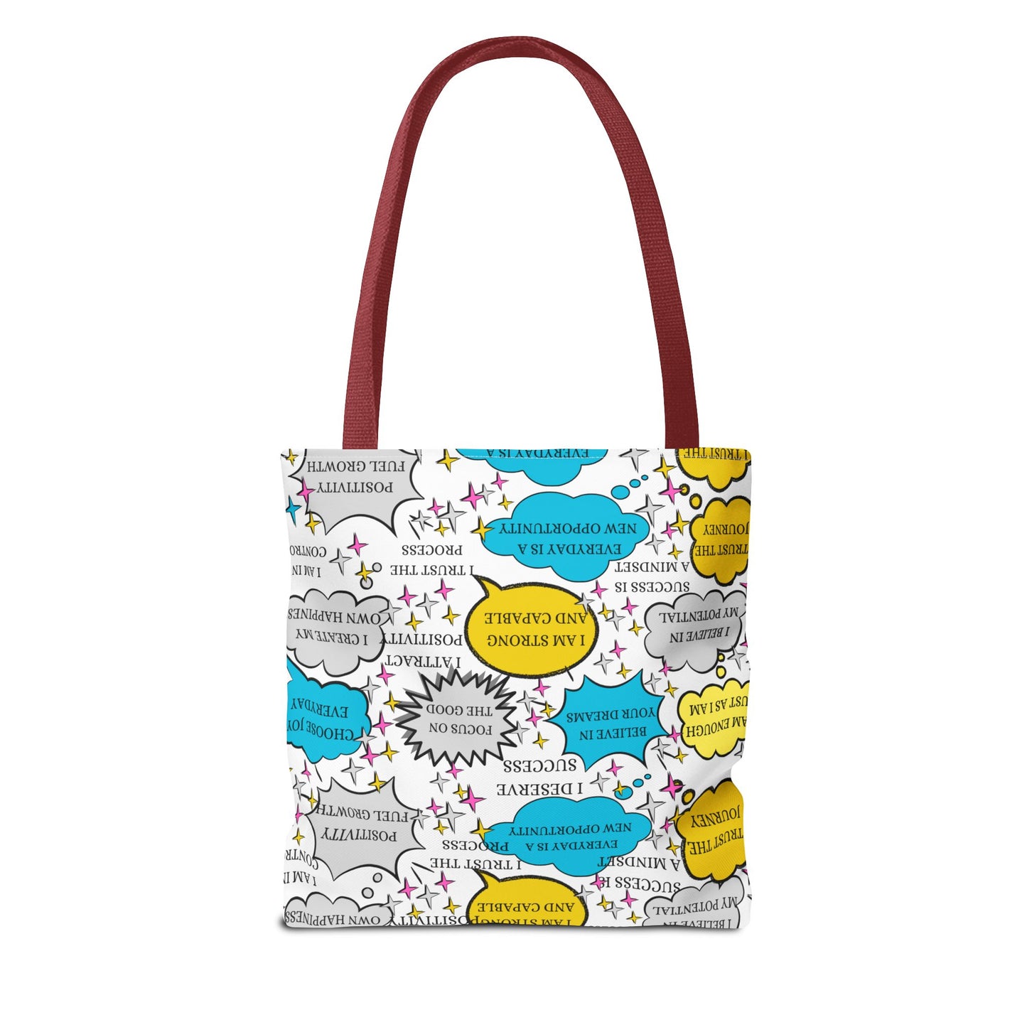 Affirmation Tote Bag, Positive Vibes Canvas Book Bag, Motivational Shoulder Bag, Inspirational Grocery Tote, Reusable Shopping Purse