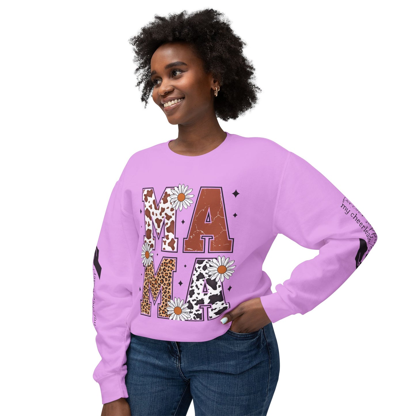 MAMA Sweatshirt / Floral & Animal Design on White