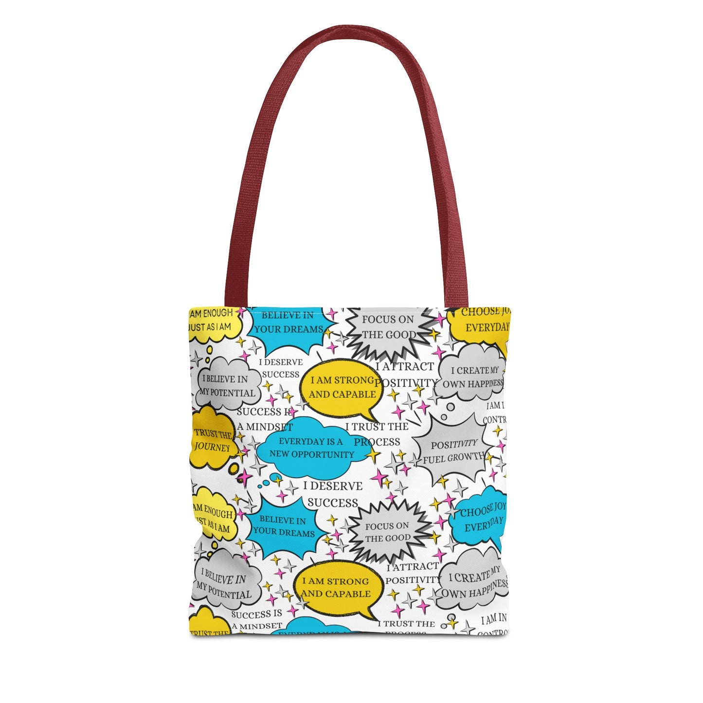 Affirmation Tote Bag, Positive Vibes Canvas Book Bag, Motivational Shoulder Bag, Inspirational Grocery Tote, Reusable Shopping Purse