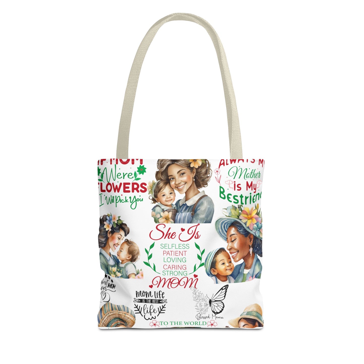 Mom Love Inspirational Tote Bag, Gift for Mom, Mother's Day Tote, Stylish Shopping Bag, Family Cute Bag, Mom Life Essentials