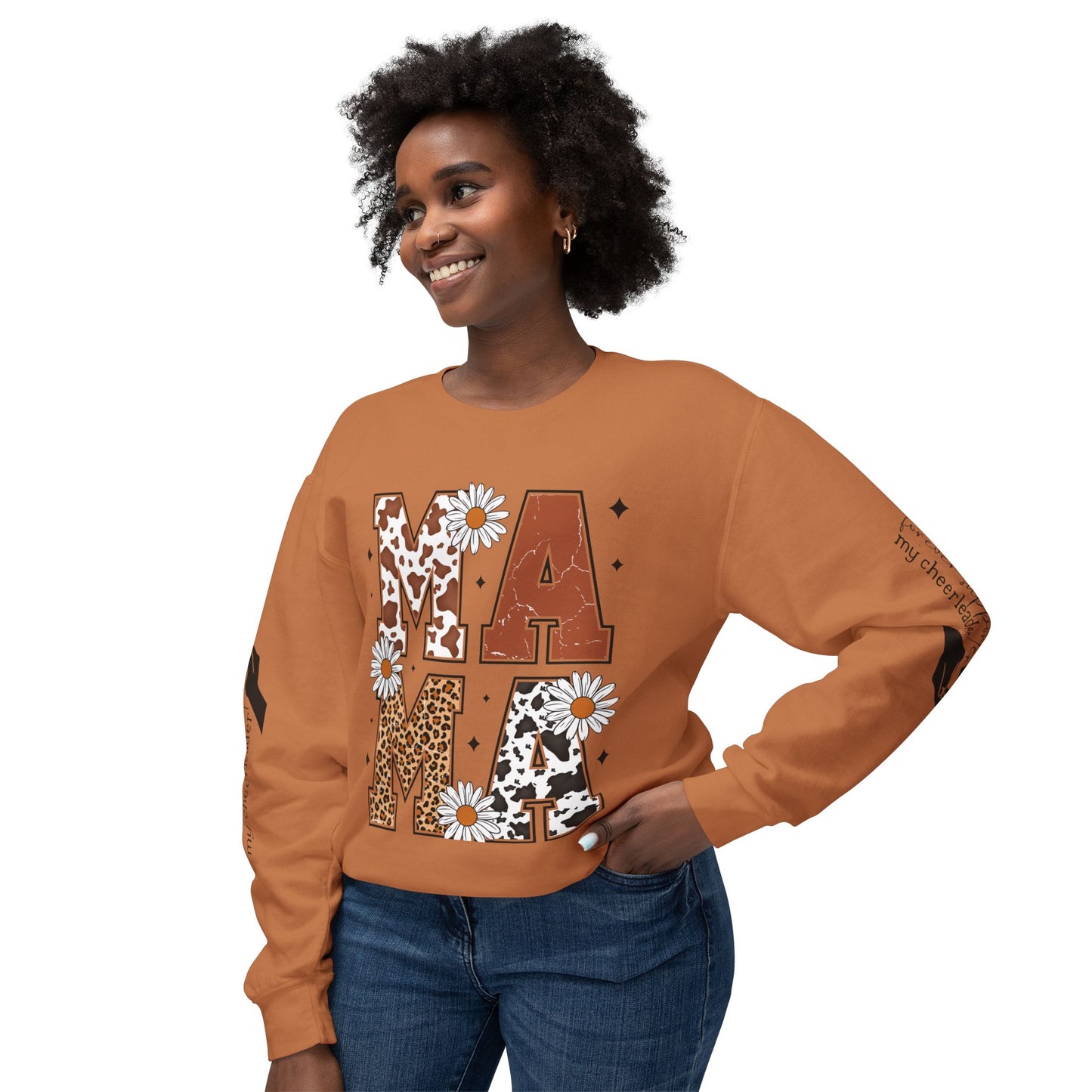 MAMA Sweatshirt / Floral & Animal Design on White