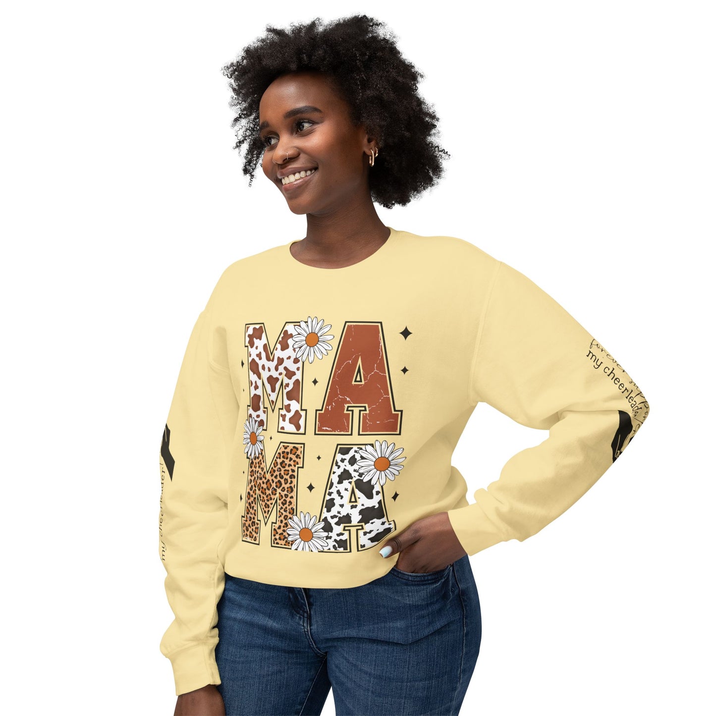 MAMA Sweatshirt / Floral & Animal Design on White