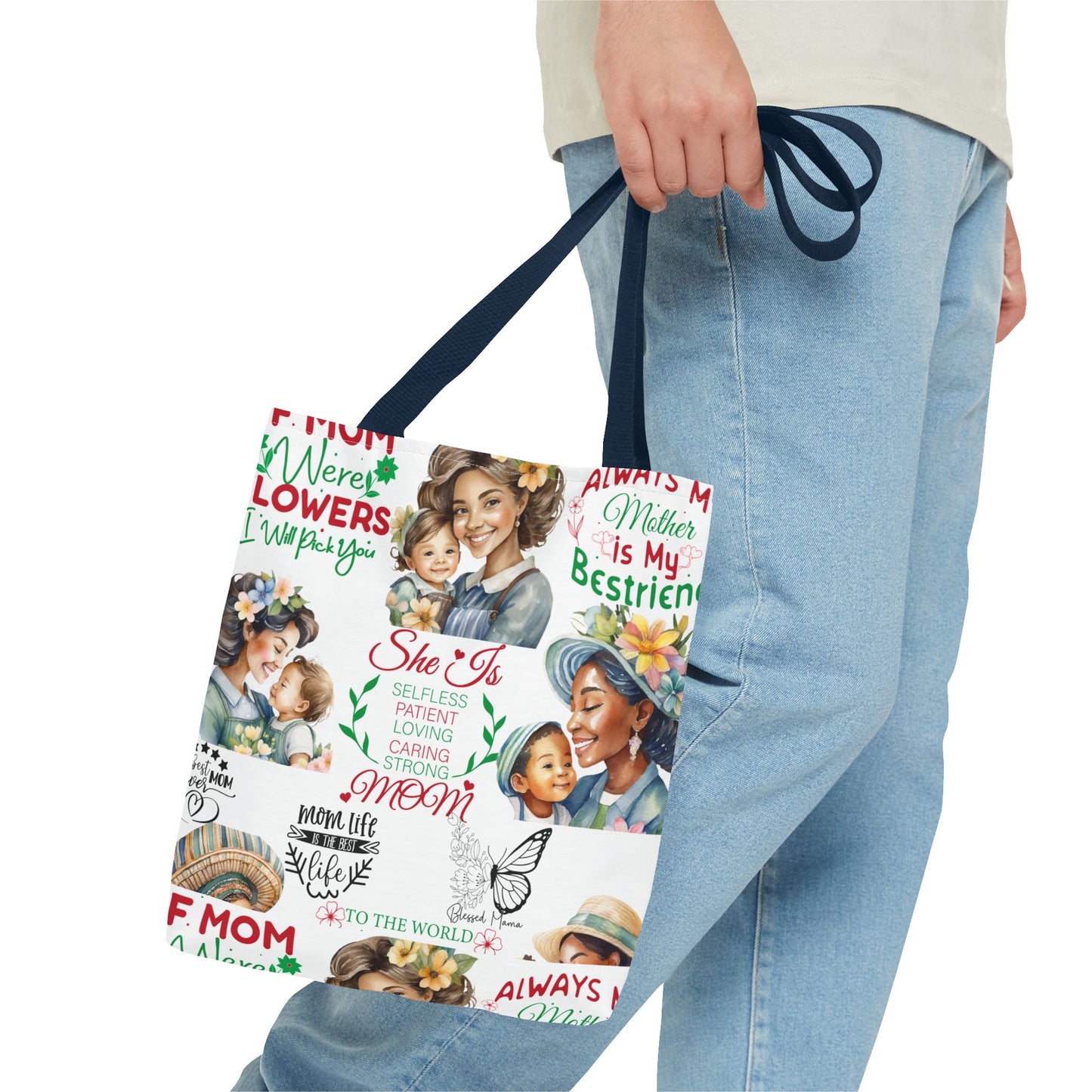 Mom Love Inspirational Tote Bag, Gift for Mom, Mother's Day Tote, Stylish Shopping Bag, Family Cute Bag, Mom Life Essentials
