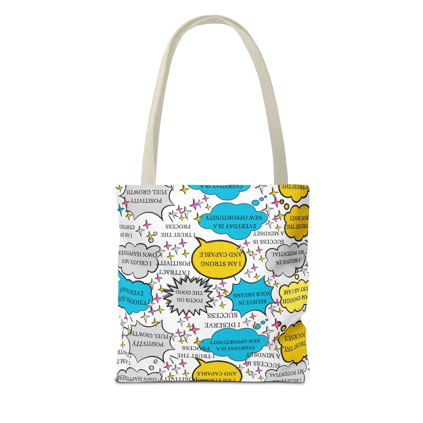 Affirmation Tote Bag, Positive Vibes Canvas Book Bag, Motivational Shoulder Bag, Inspirational Grocery Tote, Reusable Shopping Purse
