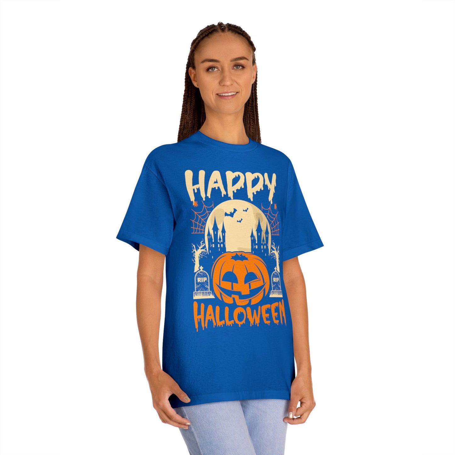 Happy Halloween T-Shirt / Spooky Pumpkin Graphic Tee / Haunted Castle Shirt / Halloween Costume Top / Fun Holiday Party Outfit