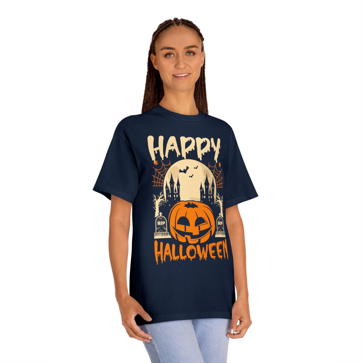 Happy Halloween T-Shirt / Spooky Pumpkin Graphic Tee / Haunted Castle Shirt / Halloween Costume Top / Fun Holiday Party Outfit