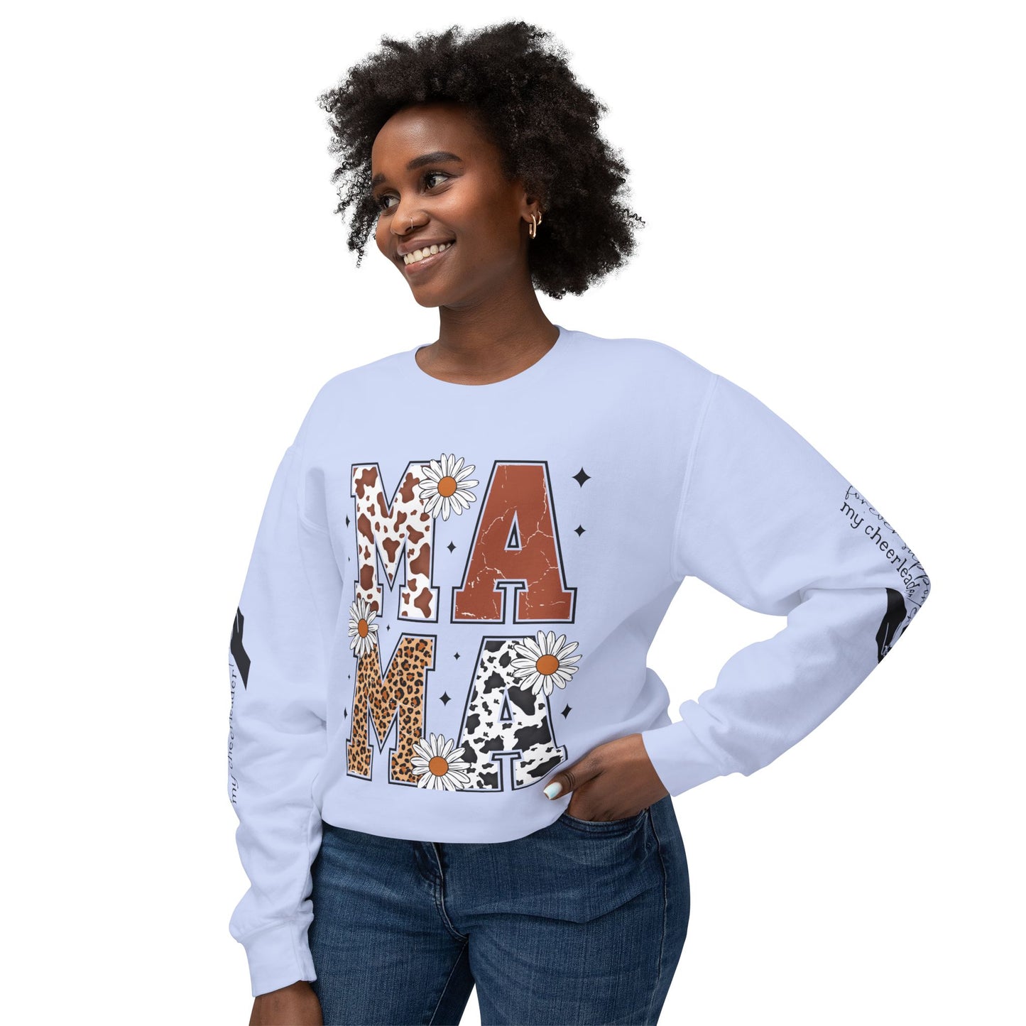 MAMA Sweatshirt / Floral & Animal Design on White