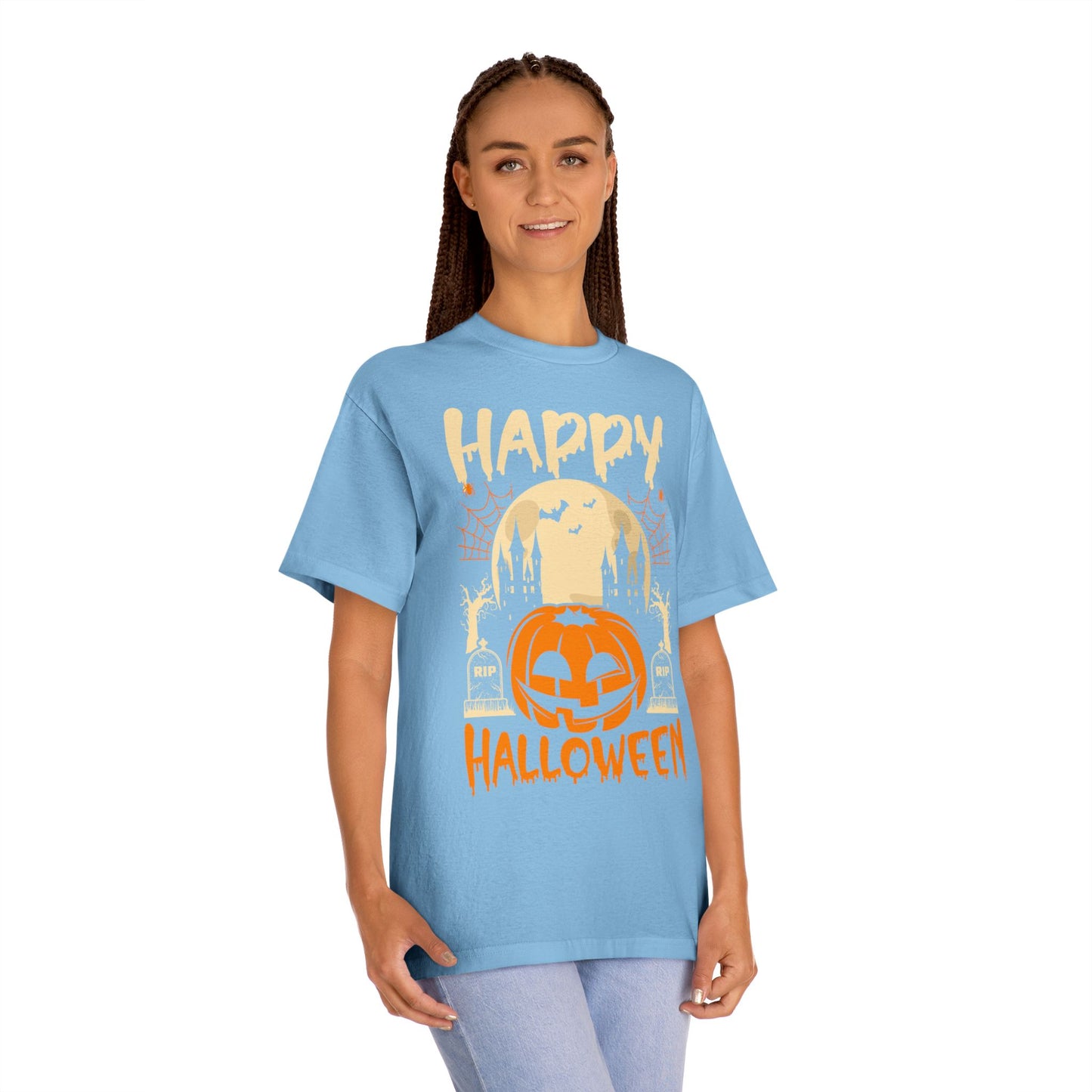 Happy Halloween T-Shirt / Spooky Pumpkin Graphic Tee / Haunted Castle Shirt / Halloween Costume Top / Fun Holiday Party Outfit