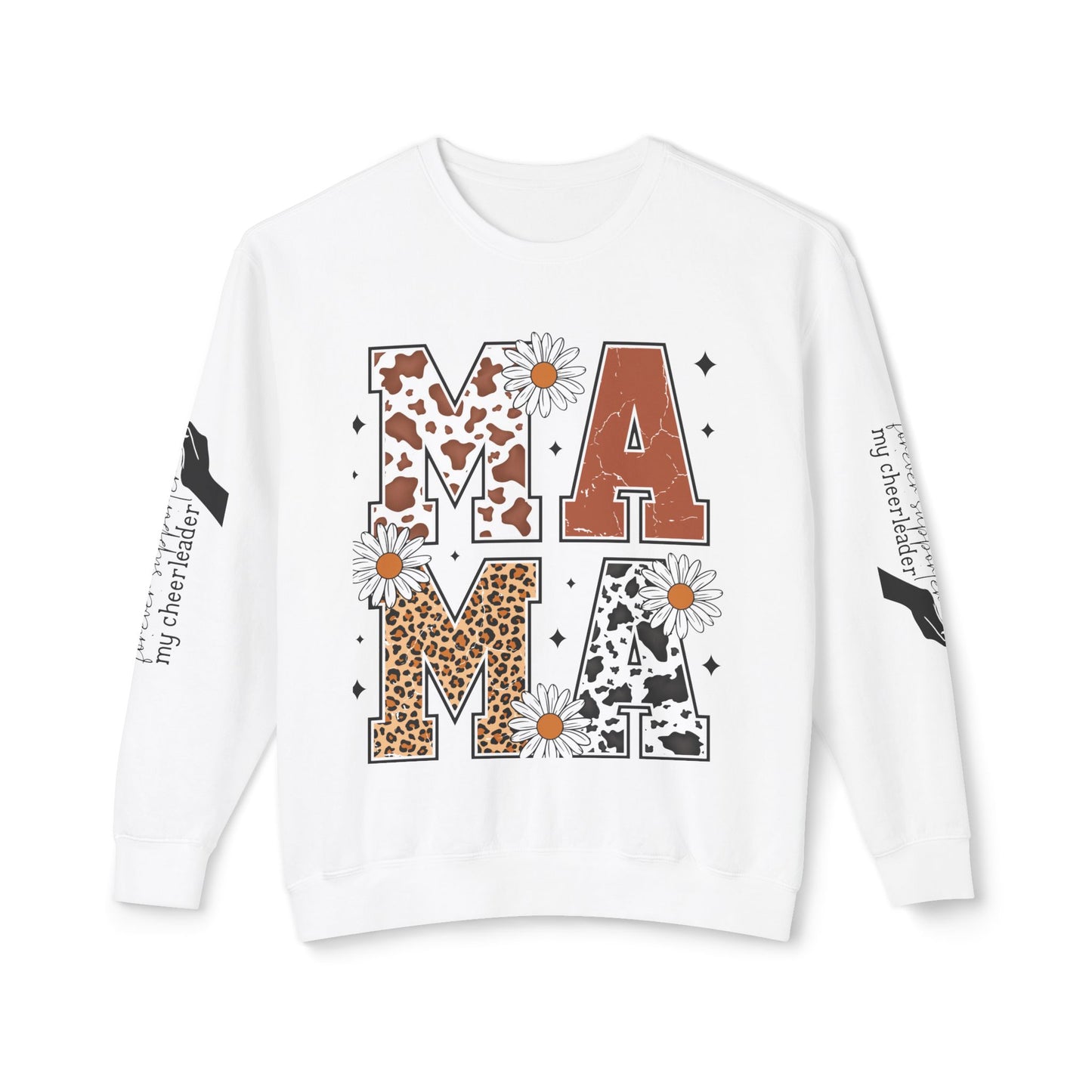 MAMA Sweatshirt / Floral & Animal Design on White