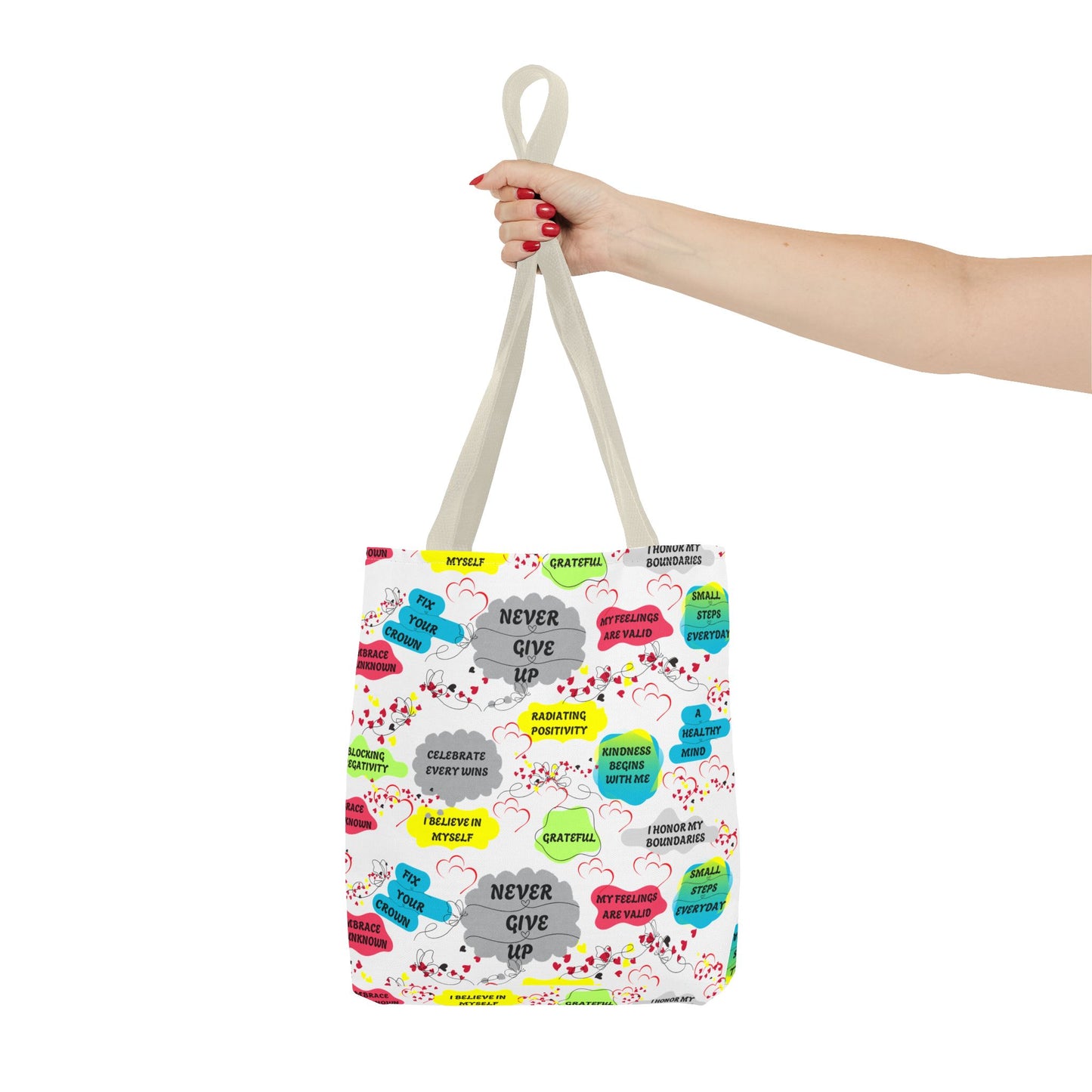 Tote Bag with Positive Affirmation Quotes / Reusable Canvas Shoulder Bag / Inspirational Motivational Quote Tote / Eco-Friendly Everyday Carryall
