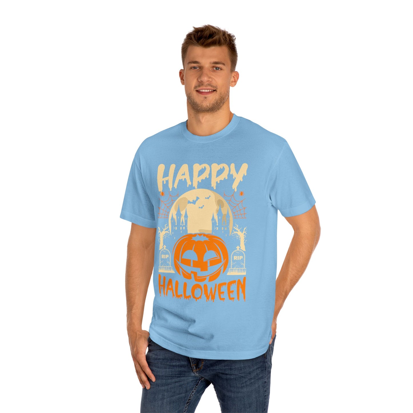 Happy Halloween T-Shirt / Spooky Pumpkin Graphic Tee / Haunted Castle Shirt / Halloween Costume Top / Fun Holiday Party Outfit