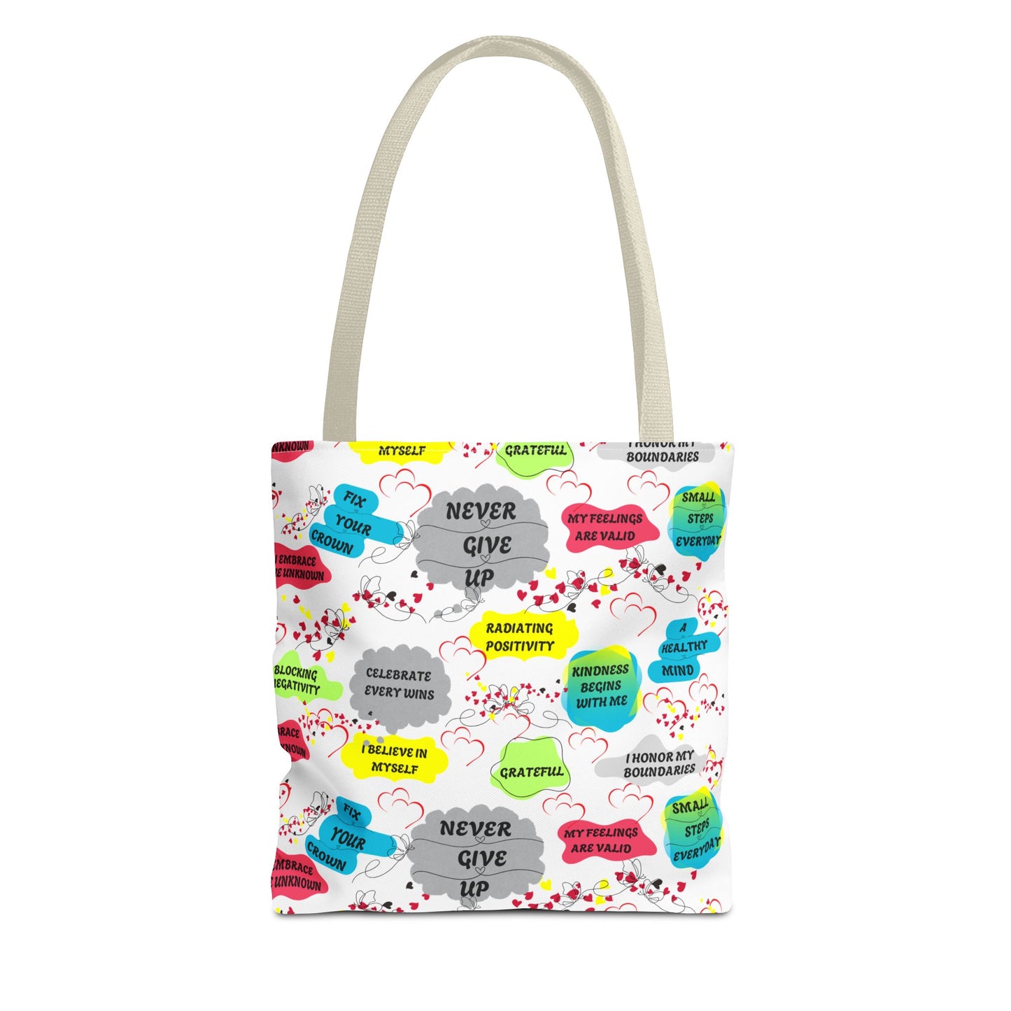 Tote Bag with Positive Affirmation Quotes / Reusable Canvas Shoulder Bag / Inspirational Motivational Quote Tote / Eco-Friendly Everyday Carryall