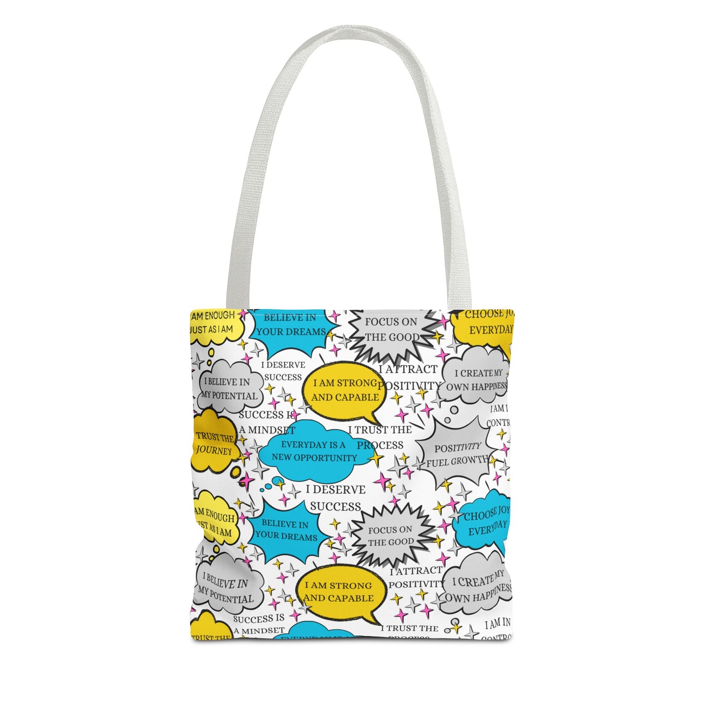 Affirmation Tote Bag, Positive Vibes Canvas Book Bag, Motivational Shoulder Bag, Inspirational Grocery Tote, Reusable Shopping Purse