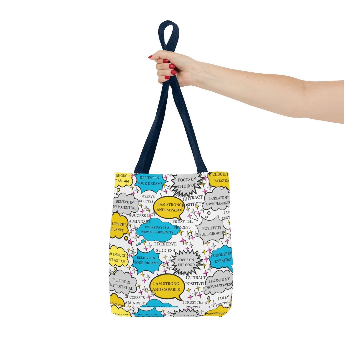 Affirmation Tote Bag, Positive Vibes Canvas Book Bag, Motivational Shoulder Bag, Inspirational Grocery Tote, Reusable Shopping Purse