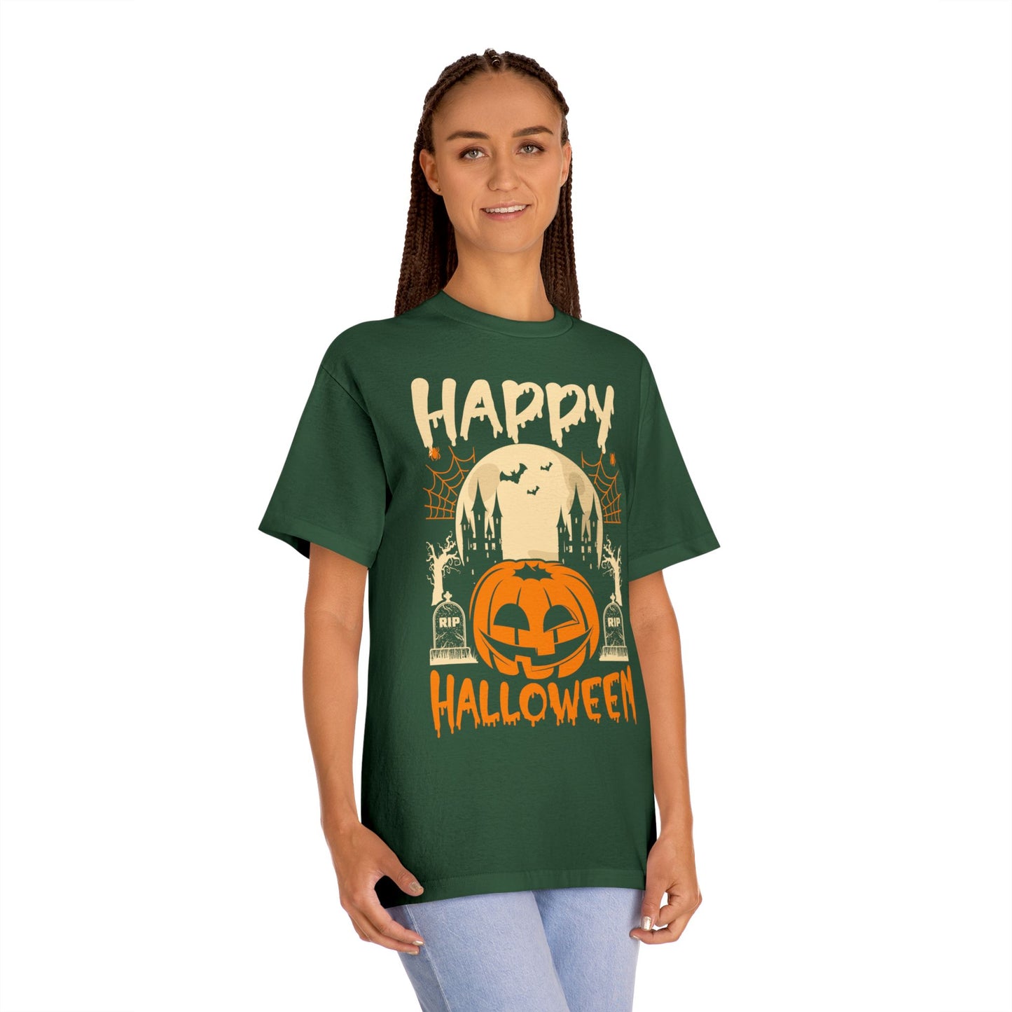 Happy Halloween T-Shirt / Spooky Pumpkin Graphic Tee / Haunted Castle Shirt / Halloween Costume Top / Fun Holiday Party Outfit