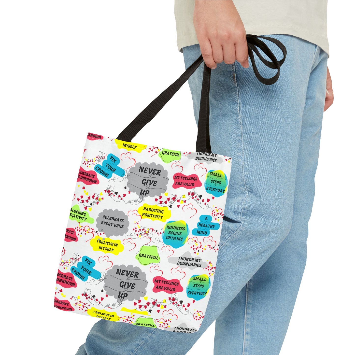 Tote Bag with Positive Affirmation Quotes / Reusable Canvas Shoulder Bag / Inspirational Motivational Quote Tote / Eco-Friendly Everyday Carryall
