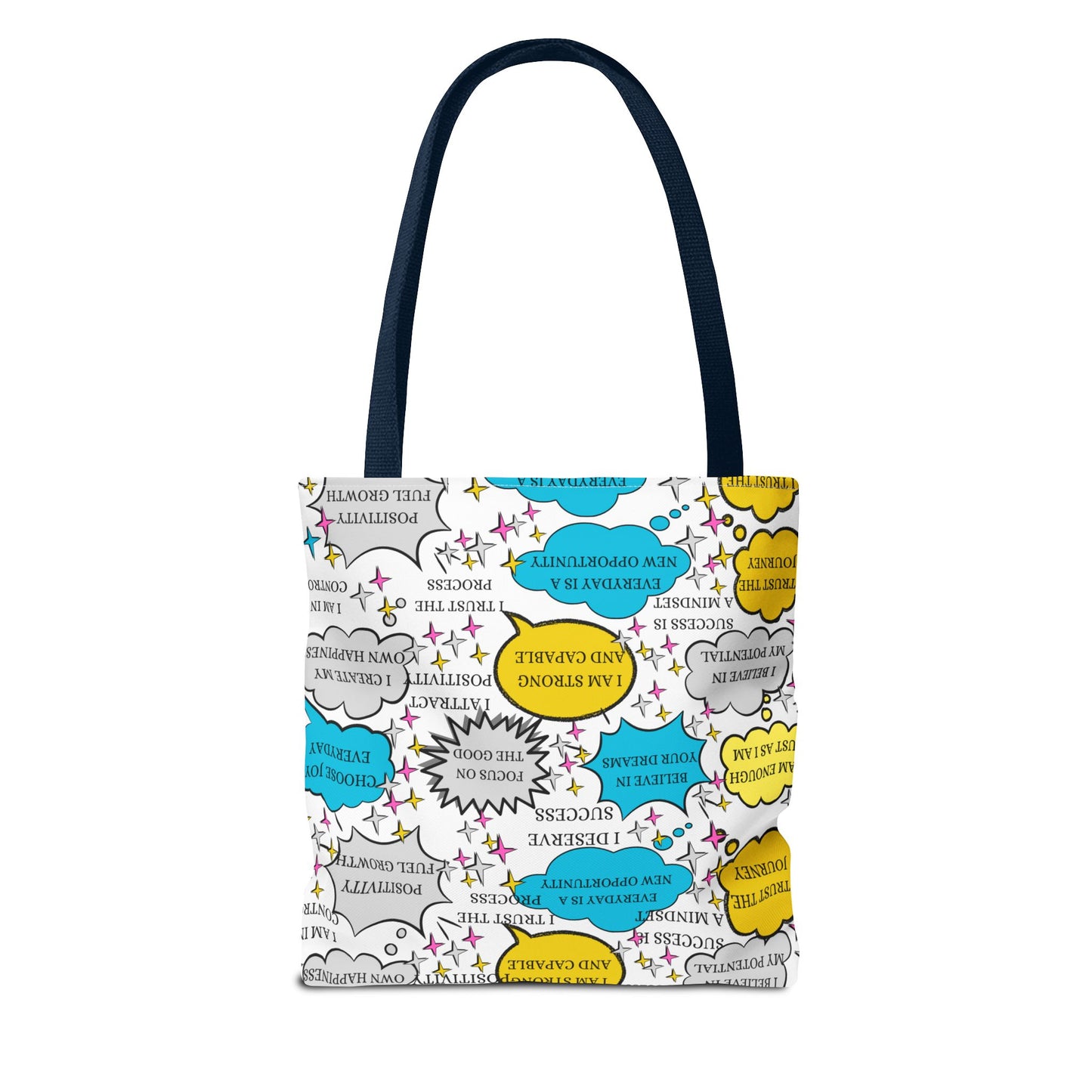Affirmation Tote Bag, Positive Vibes Canvas Book Bag, Motivational Shoulder Bag, Inspirational Grocery Tote, Reusable Shopping Purse