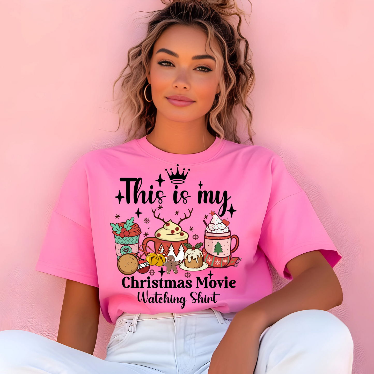 Christmas Movie Watching T-Shirt / Holiday Graphic Tee / Cozy Christmas Shirt for Women / Funny Holiday Movie Shirt Gift