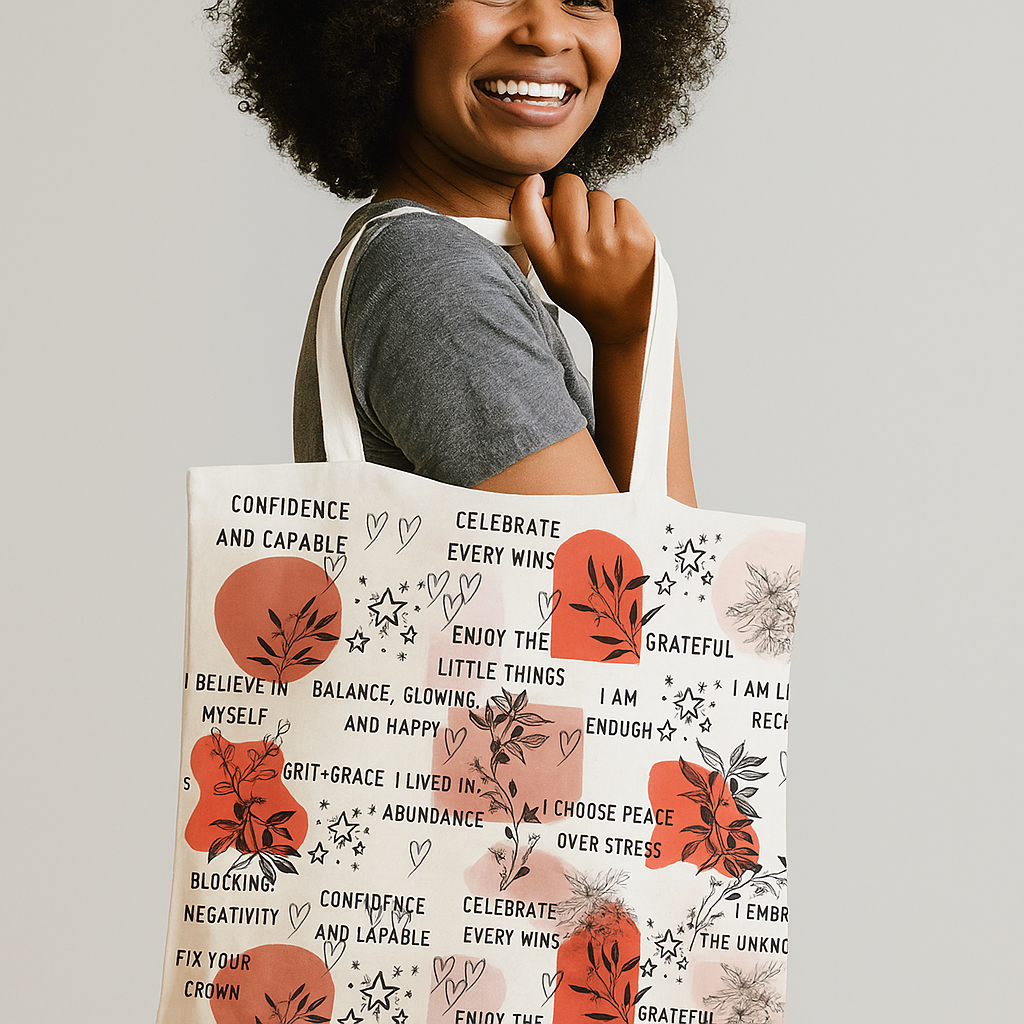 Affirmation Tote Bag - Positive Vibes Carryall, Inspirational Shopping Bag, Motivational Reusable Tote, Encouraging Canvas Tote, Uplifting