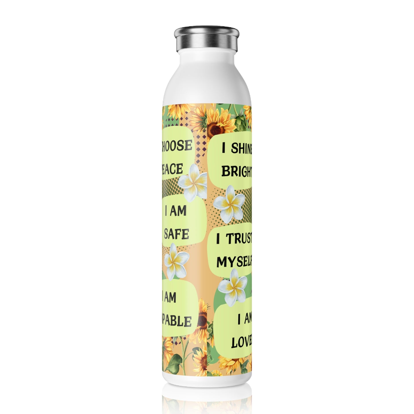 Slim Water Bottle - Daily Affirmation, Motivational Drinkware, Inspirational Hydration, Positive Vibes Flask, Encouraging Water Jug