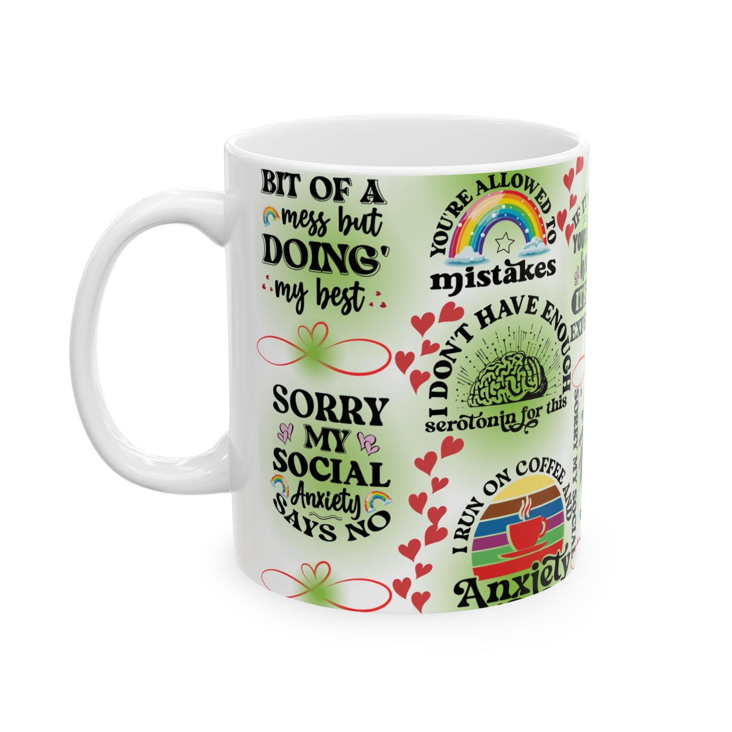 Mug, mental health awareness quotes, inspirational quote coffee cup, office gift, self care, positive vibes, 11oz 15oz ceramic tea mug
