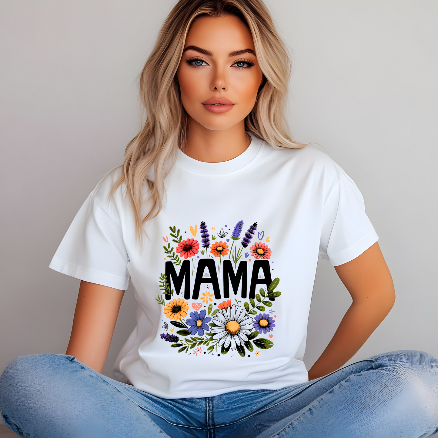 MAMA Floral Graphic T-Shirt / Bright Green Mom Tee / Cute Casual Motherhood Shirt / Gift for Moms & Mama Life Outfit