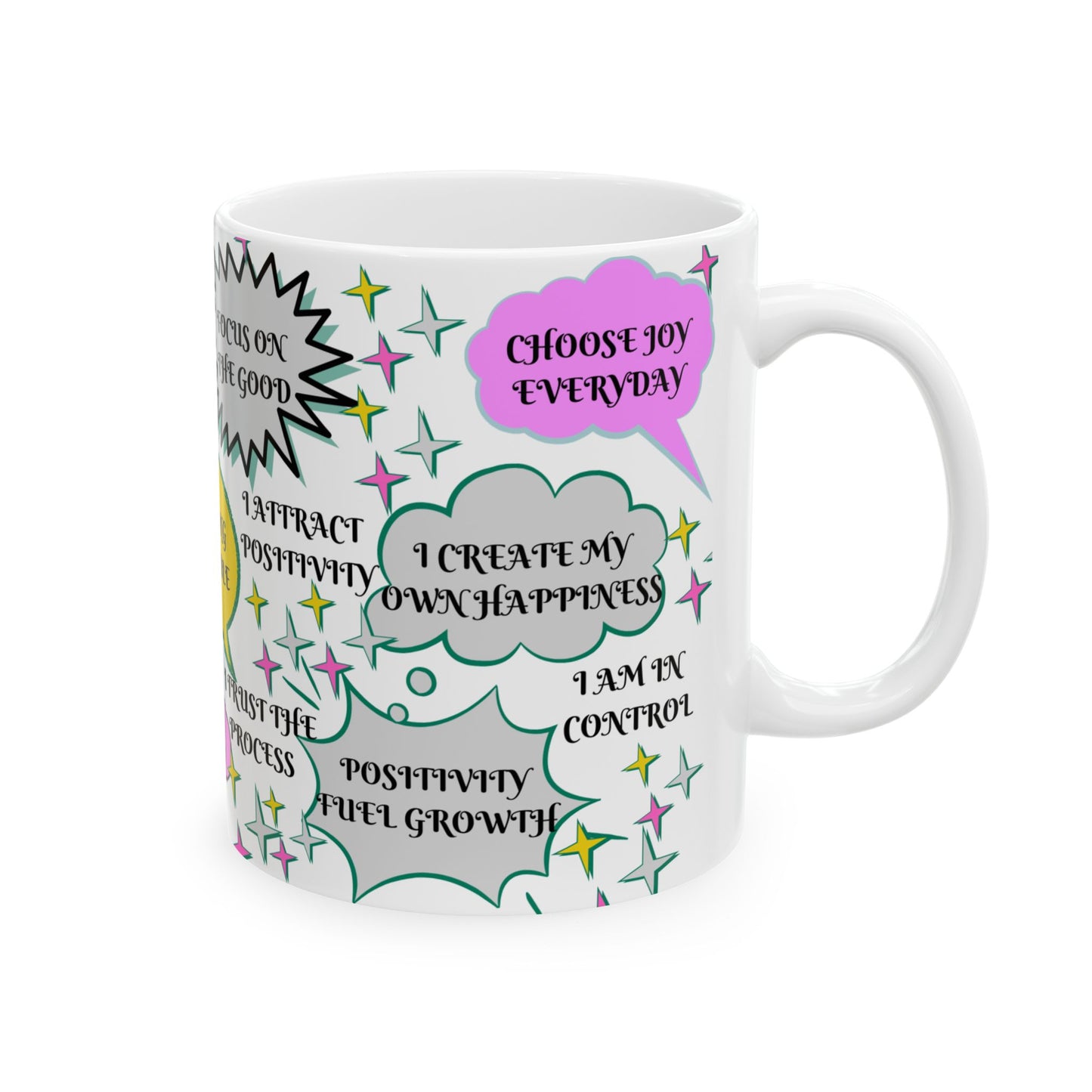 Positive Affirmation Ceramic Mug - Inspirational Coffee Cup, Motivational Tea Mug, Self Care Drinkware, Encouraging Quote Mug, Happiness