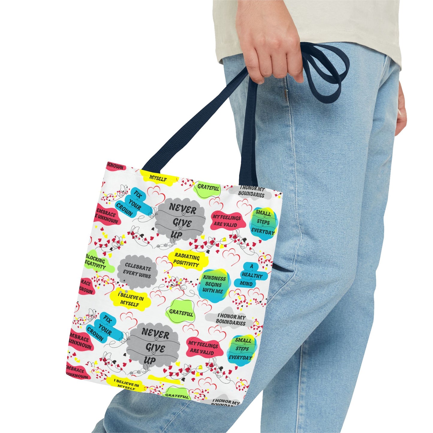 Tote Bag with Positive Affirmation Quotes / Reusable Canvas Shoulder Bag / Inspirational Motivational Quote Tote / Eco-Friendly Everyday Carryall