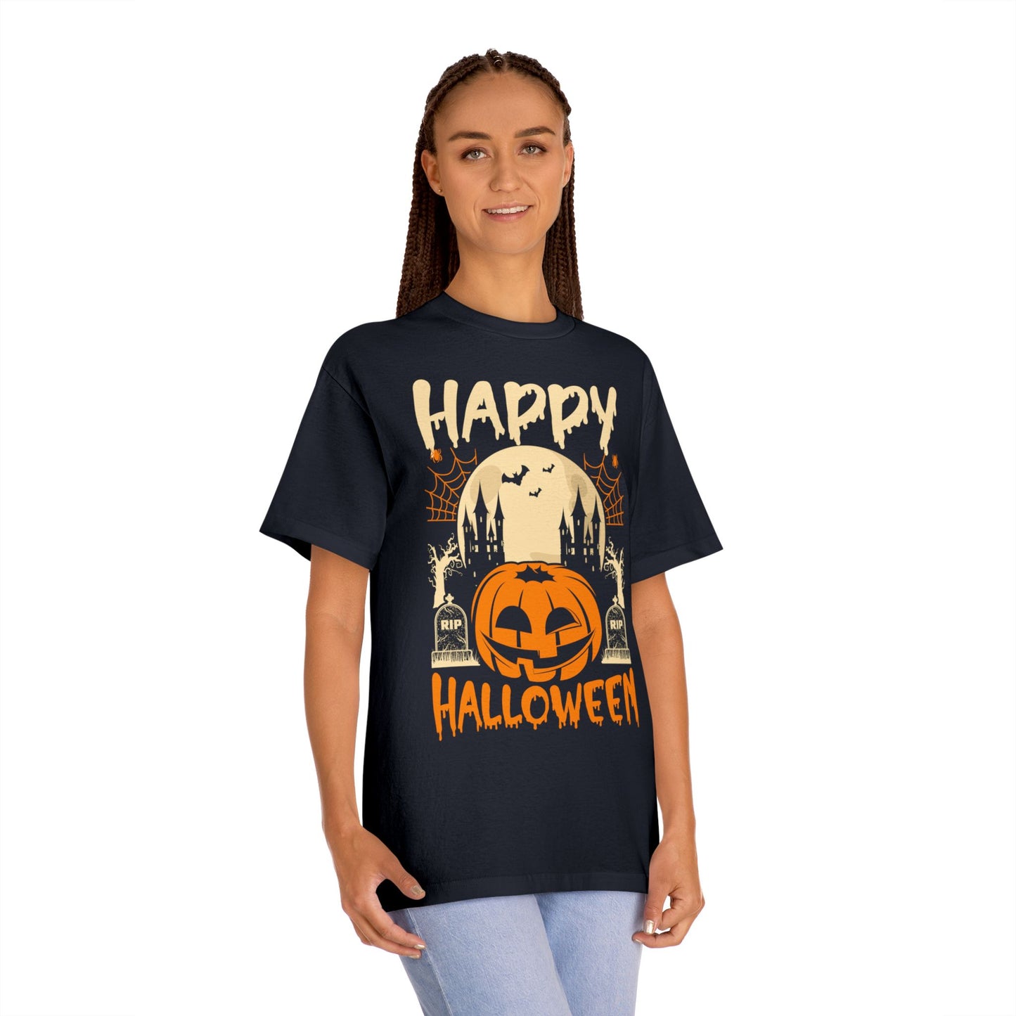 Happy Halloween T-Shirt / Spooky Pumpkin Graphic Tee / Haunted Castle Shirt / Halloween Costume Top / Fun Holiday Party Outfit