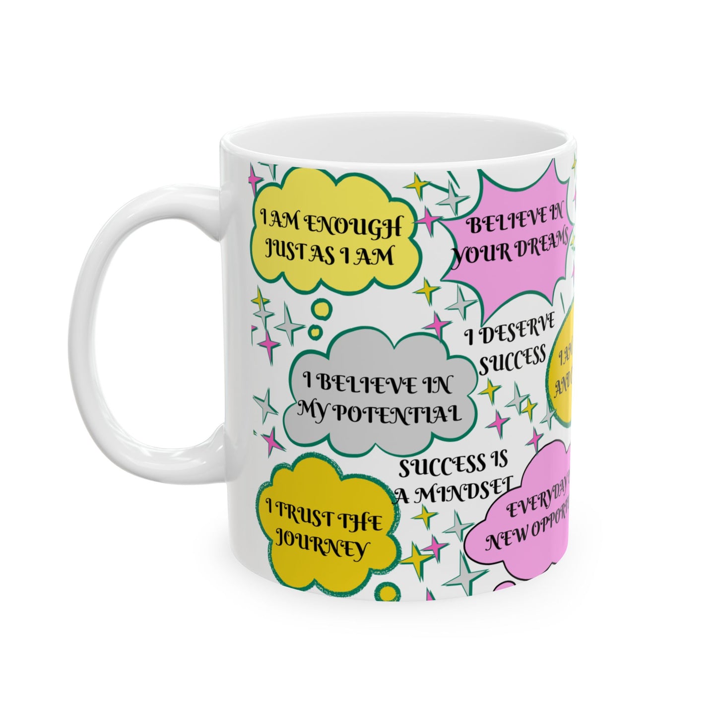 Positive Affirmation Ceramic Mug - Inspirational Coffee Cup, Motivational Tea Mug, Self Care Drinkware, Encouraging Quote Mug, Happiness
