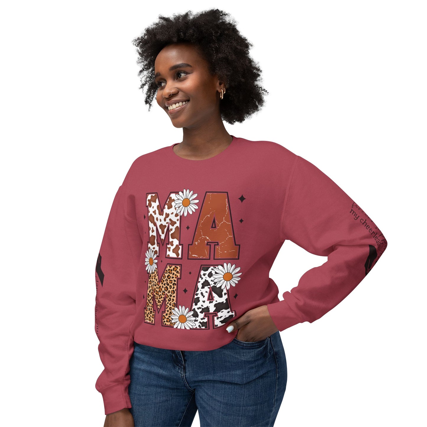 MAMA Sweatshirt / Floral & Animal Design on White
