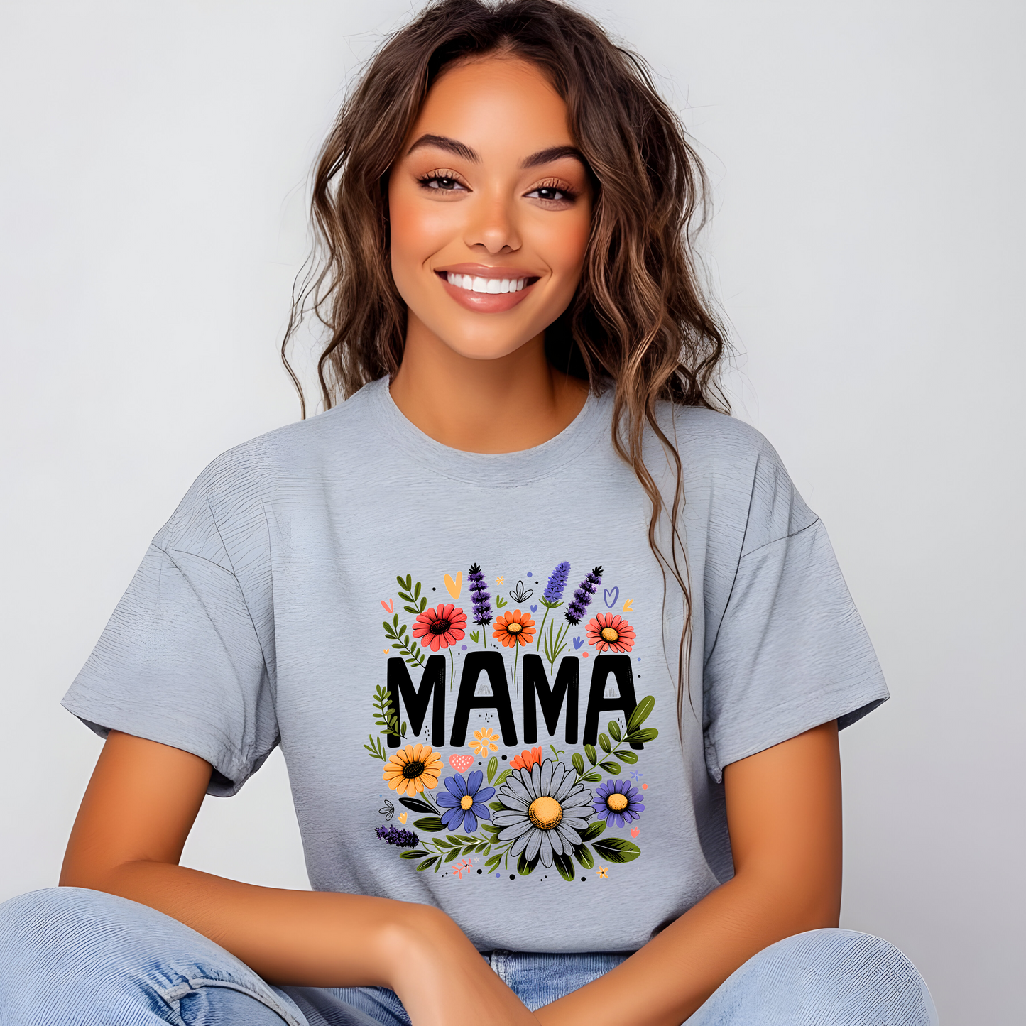MAMA Floral Graphic T-Shirt / Bright Green Mom Tee / Cute Casual Motherhood Shirt / Gift for Moms & Mama Life Outfit