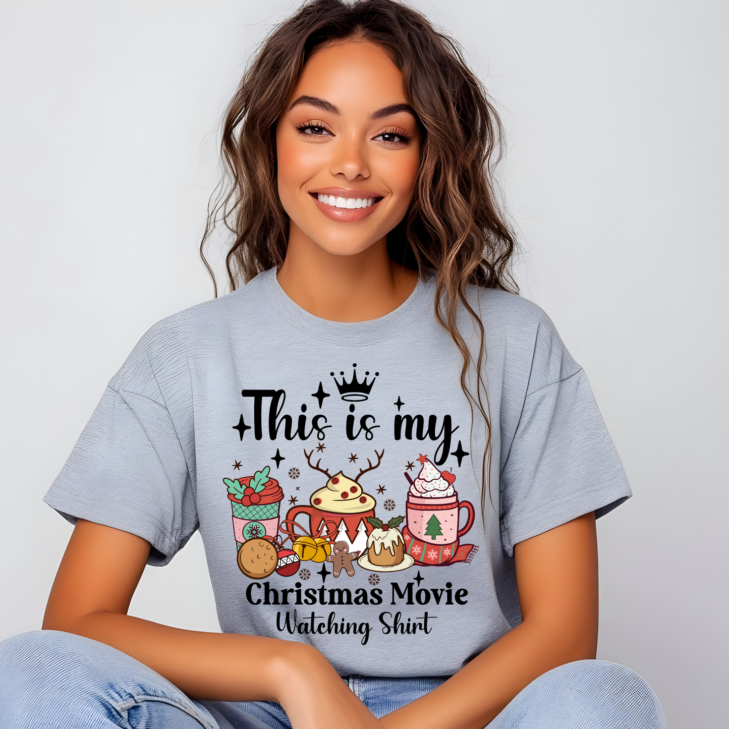 Christmas Movie Watching T-Shirt / Holiday Graphic Tee / Cozy Christmas Shirt for Women / Funny Holiday Movie Shirt Gift