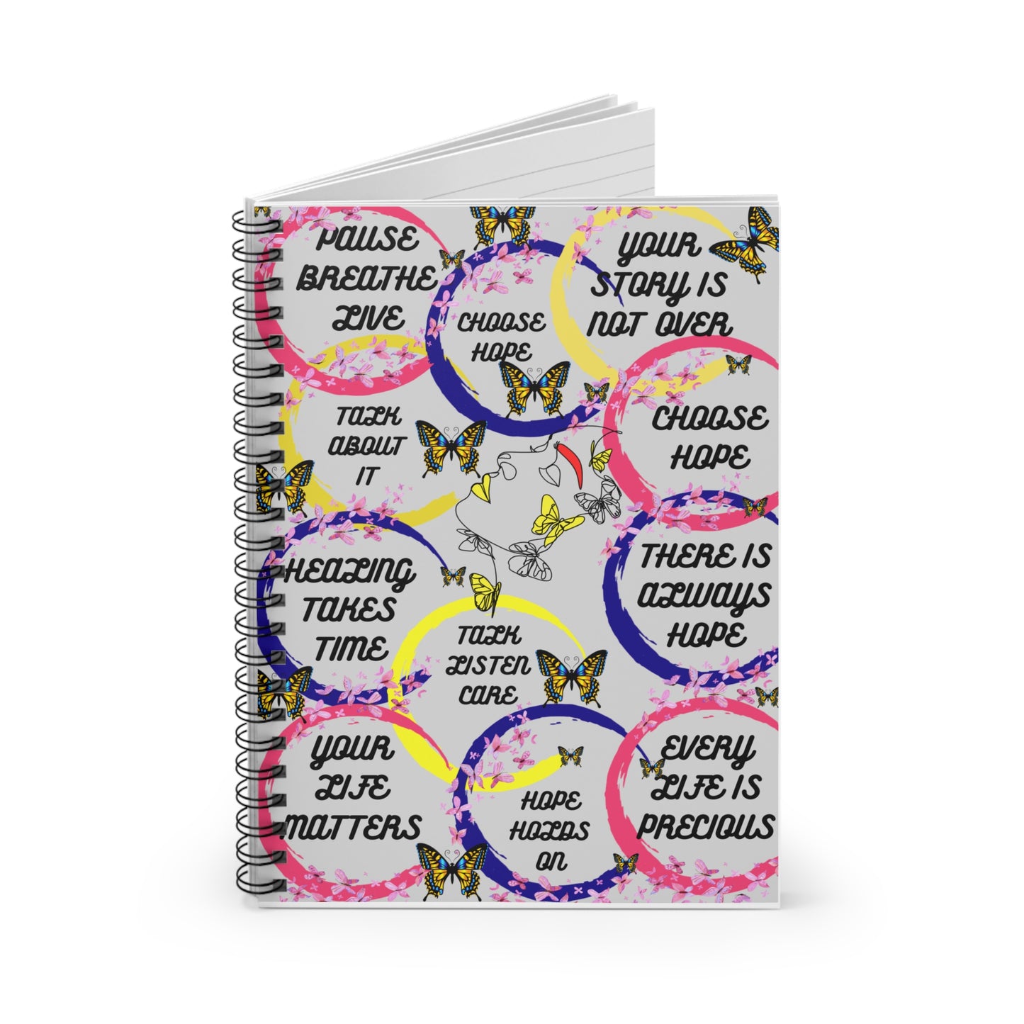 Spiral Notebook / Suicide Awareness, Mental Health Journal / Lined Writing Notebook, Inspirational Diary / Ruled Notepad, Personalized Gift