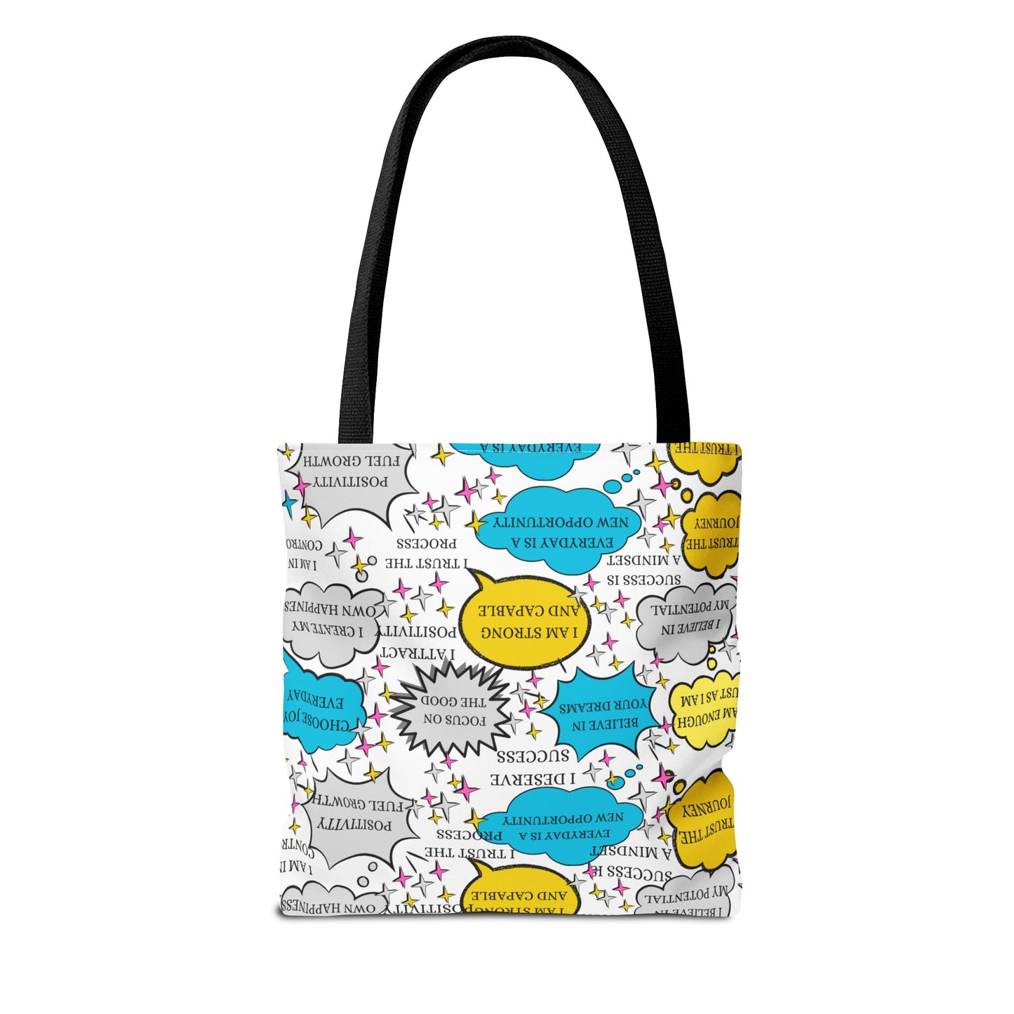 Affirmation Tote Bag, Positive Vibes Canvas Book Bag, Motivational Shoulder Bag, Inspirational Grocery Tote, Reusable Shopping Purse