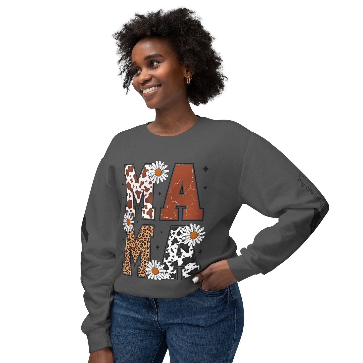 MAMA Sweatshirt / Floral & Animal Design on White
