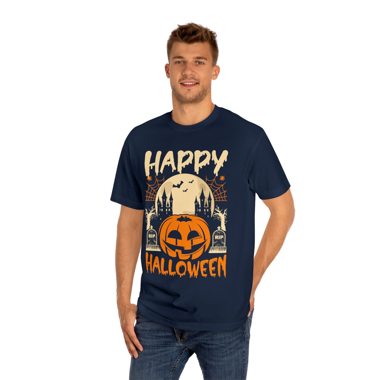 Happy Halloween T-Shirt / Spooky Pumpkin Graphic Tee / Haunted Castle Shirt / Halloween Costume Top / Fun Holiday Party Outfit