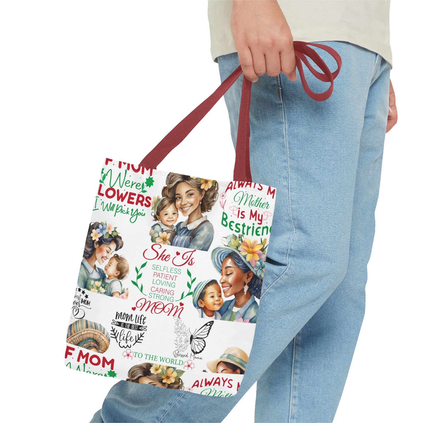 Mom Love Inspirational Tote Bag, Gift for Mom, Mother's Day Tote, Stylish Shopping Bag, Family Cute Bag, Mom Life Essentials