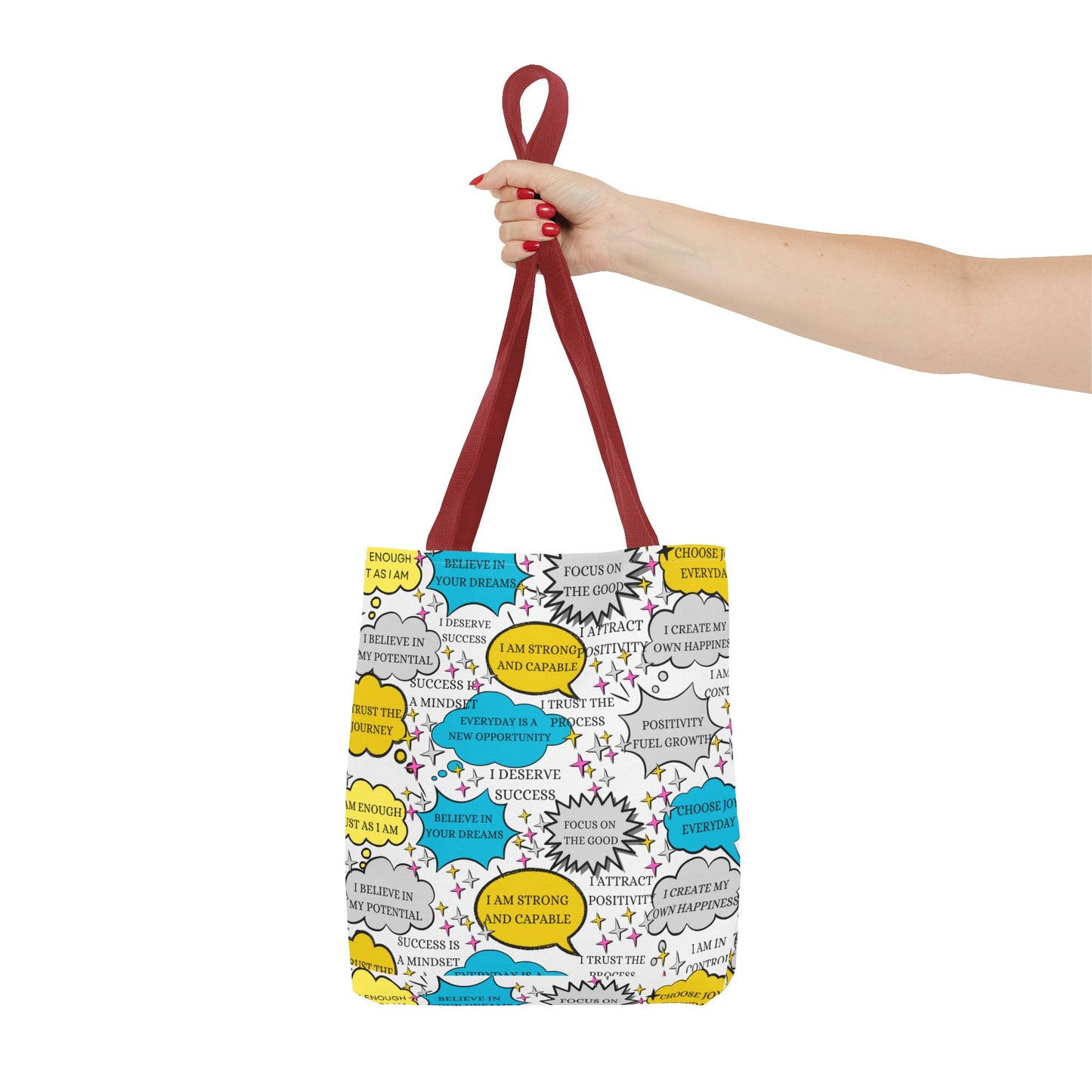 Affirmation Tote Bag, Positive Vibes Canvas Book Bag, Motivational Shoulder Bag, Inspirational Grocery Tote, Reusable Shopping Purse