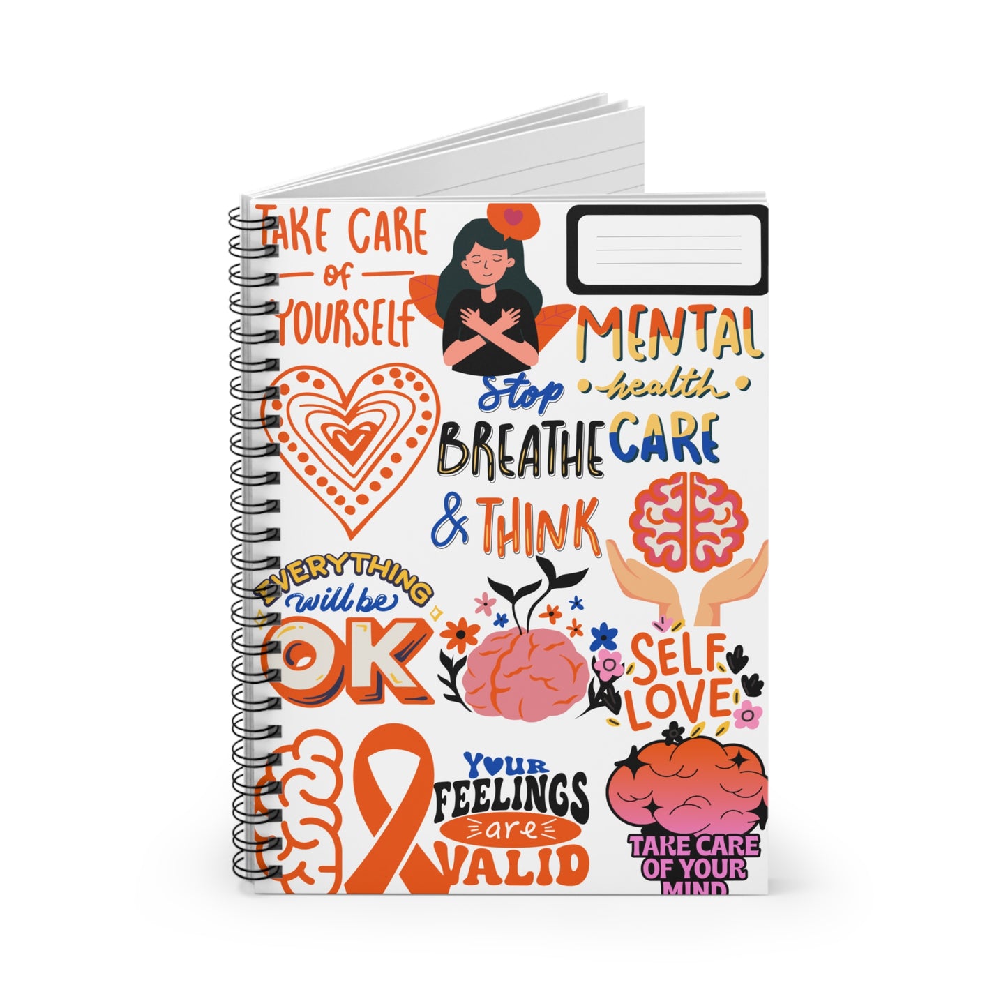 Spiral Notebook - mental health awareness, Ruled Line, Journal, Diary, Anxiety Relief Gift, Self Care Stationery