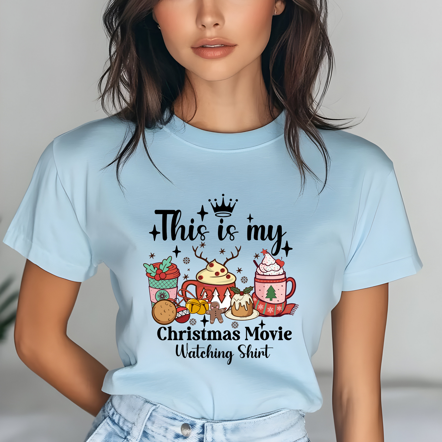 Christmas Movie Watching T-Shirt / Holiday Graphic Tee / Cozy Christmas Shirt for Women / Funny Holiday Movie Shirt Gift