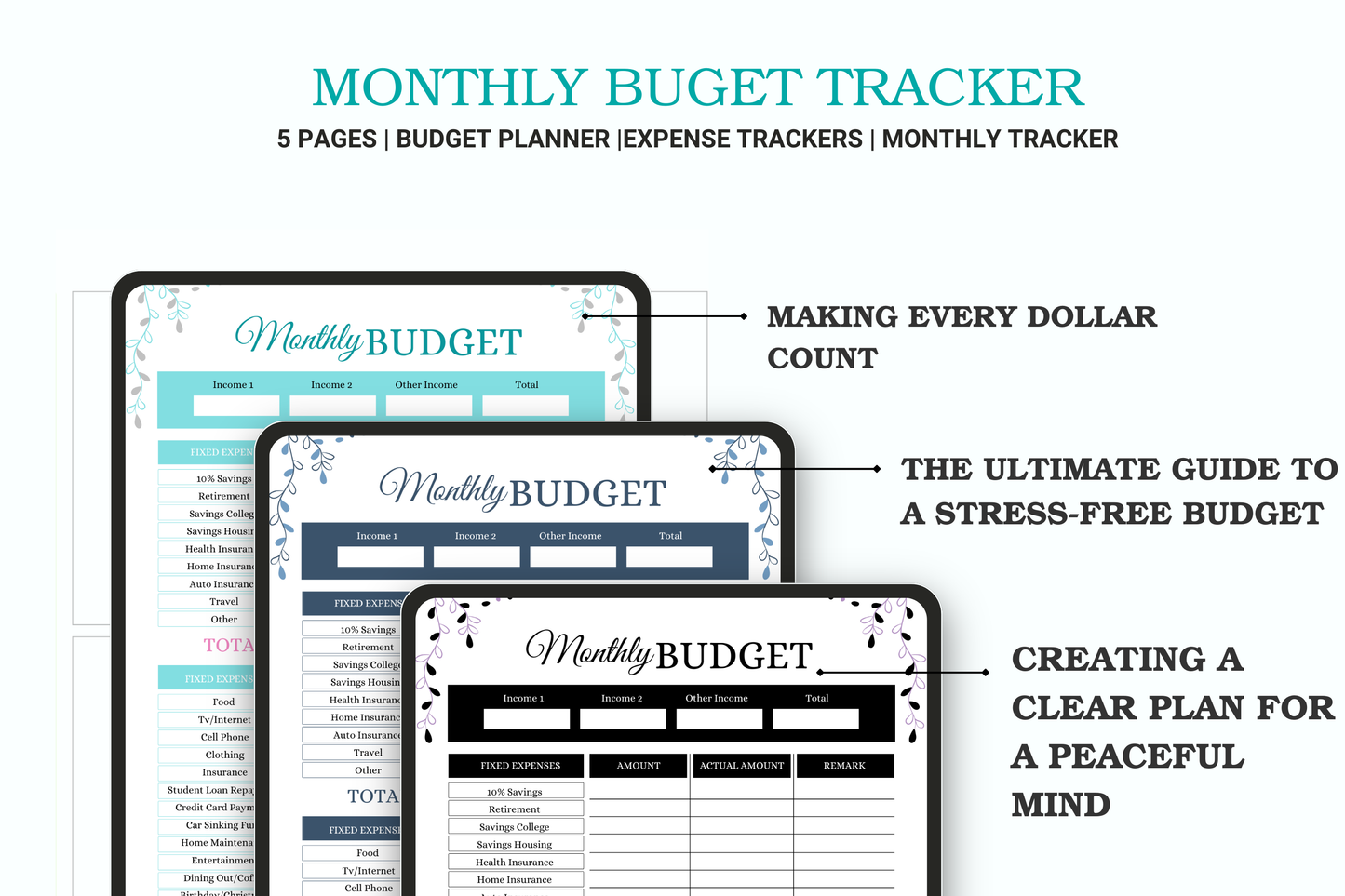 Monthly Budget Digital Planner