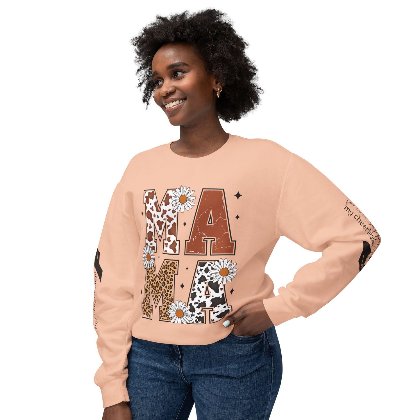 MAMA Sweatshirt / Floral & Animal Design on White