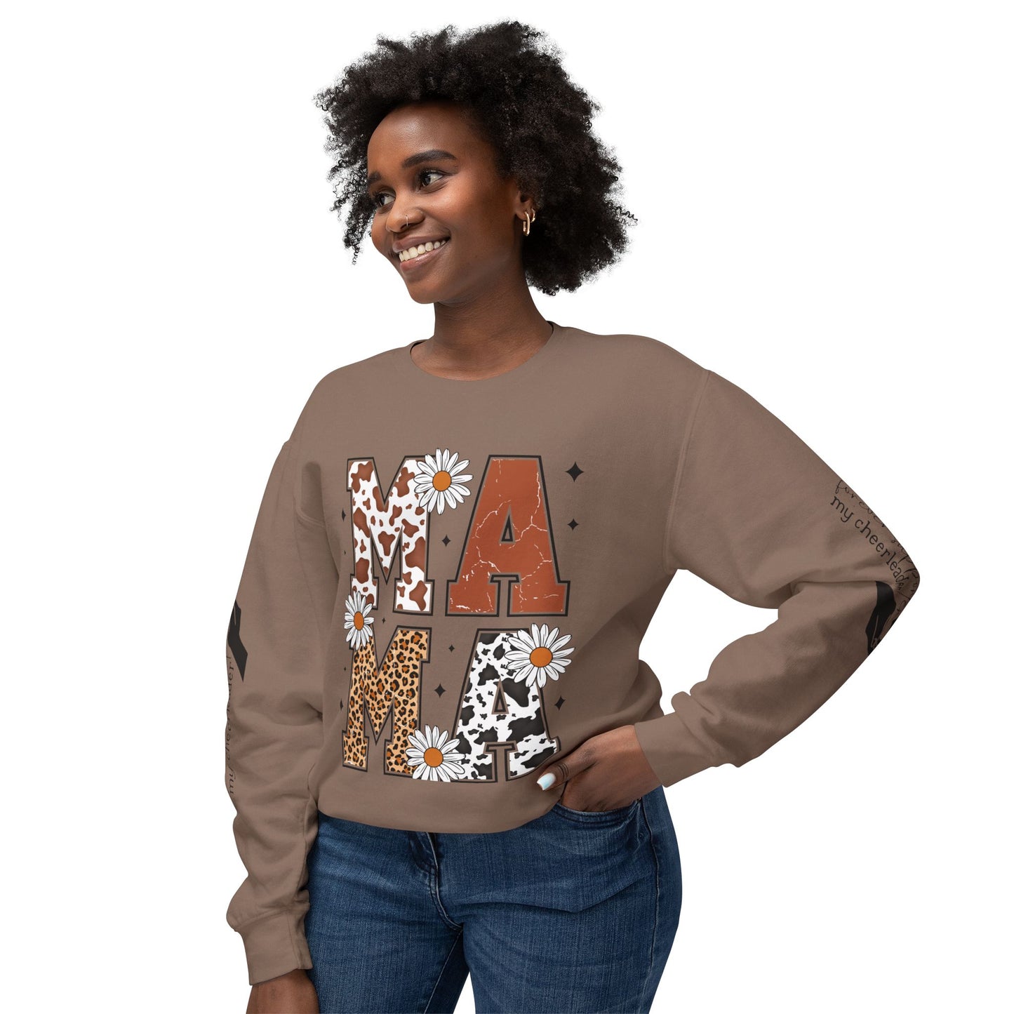 MAMA Sweatshirt / Floral & Animal Design on White
