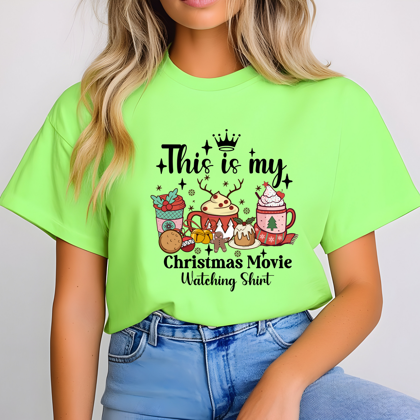 Christmas Movie Watching T-Shirt / Holiday Graphic Tee / Cozy Christmas Shirt for Women / Funny Holiday Movie Shirt Gift