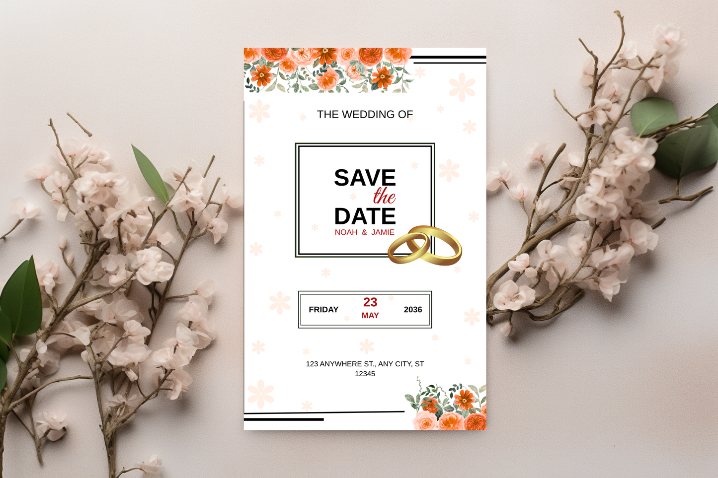 Wedding Invitation Template Printable – Editable Elegant Wedding Invite Card