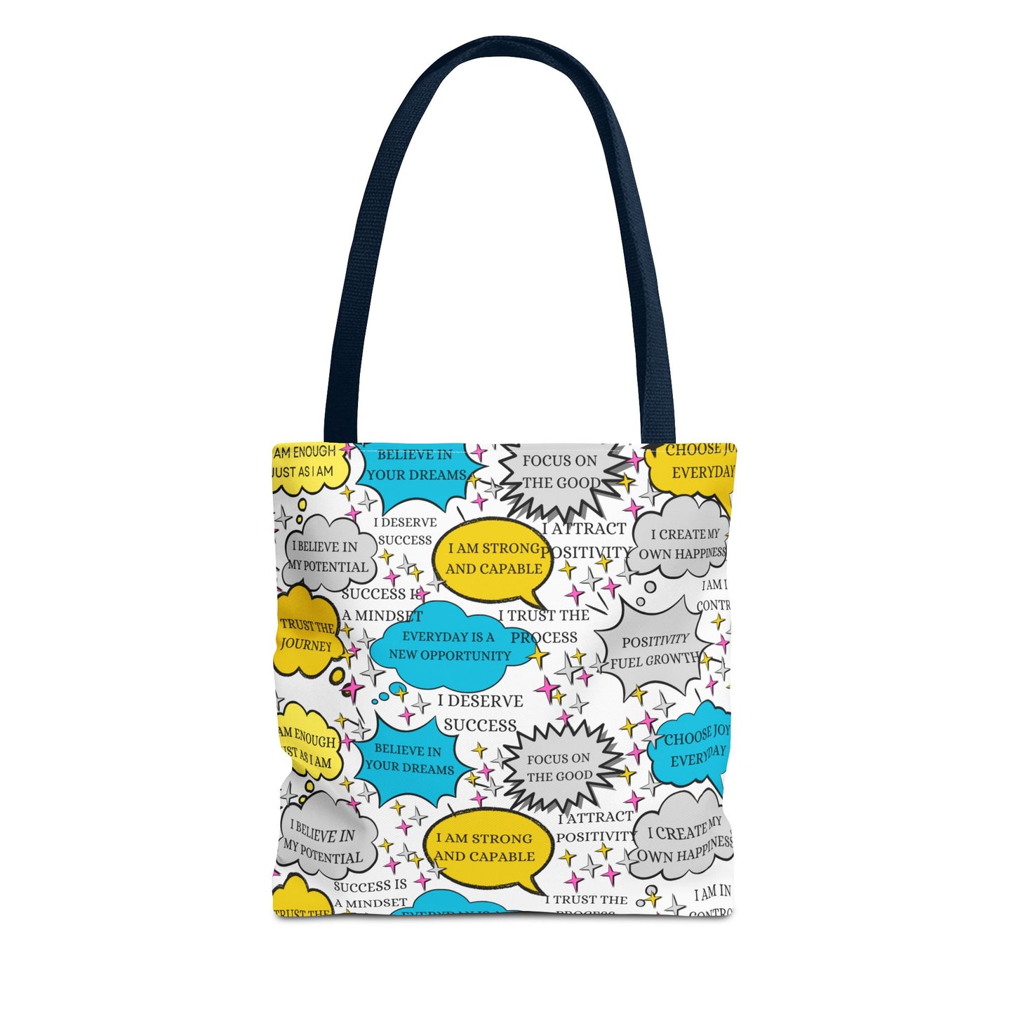 Affirmation Tote Bag, Positive Vibes Canvas Book Bag, Motivational Shoulder Bag, Inspirational Grocery Tote, Reusable Shopping Purse