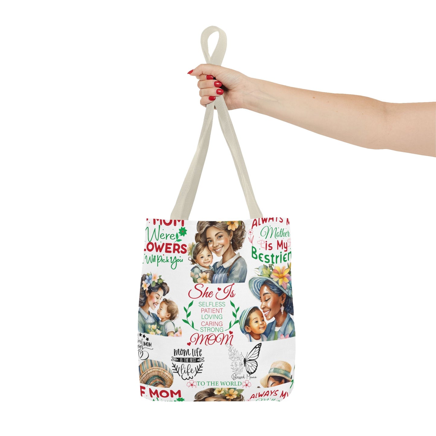 Mom Love Inspirational Tote Bag, Gift for Mom, Mother's Day Tote, Stylish Shopping Bag, Family Cute Bag, Mom Life Essentials