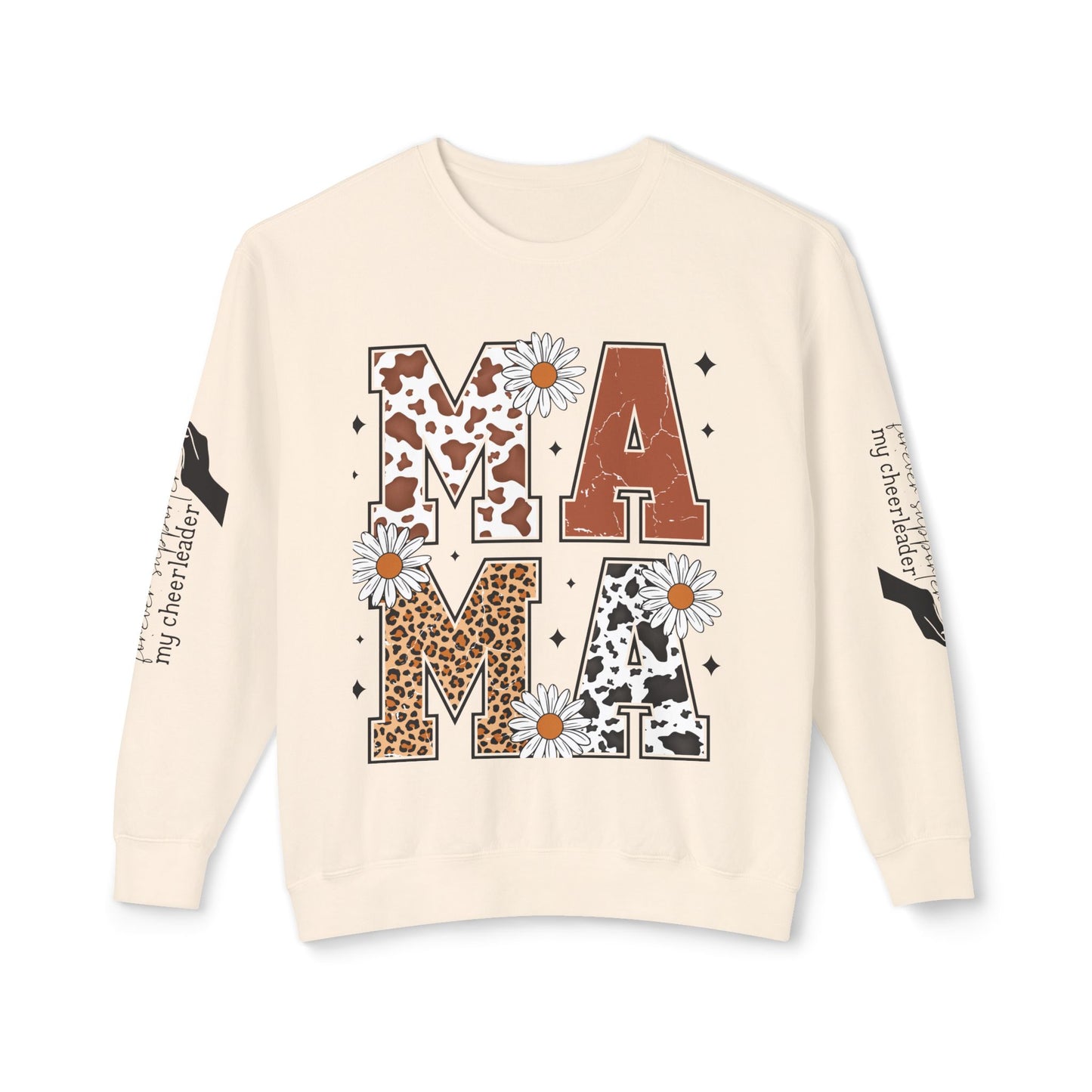 MAMA Sweatshirt / Floral & Animal Design on White